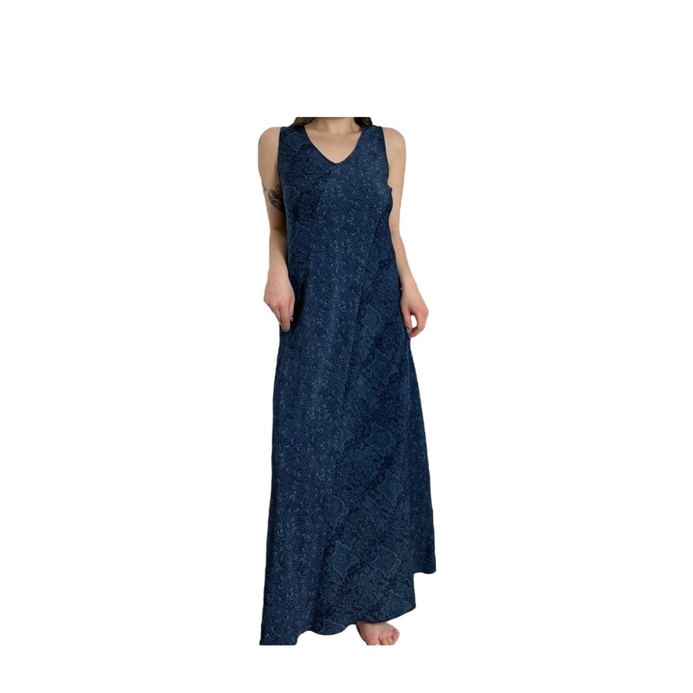 Vintage Norton McNaughton Blue Floral Maxi Slip Dress Size Medium